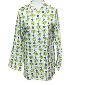 Pomegranate Topiary Lemon Tree Jacket with Blue and Green Accents